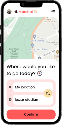 Setting a destination on the map in WalkingPal app